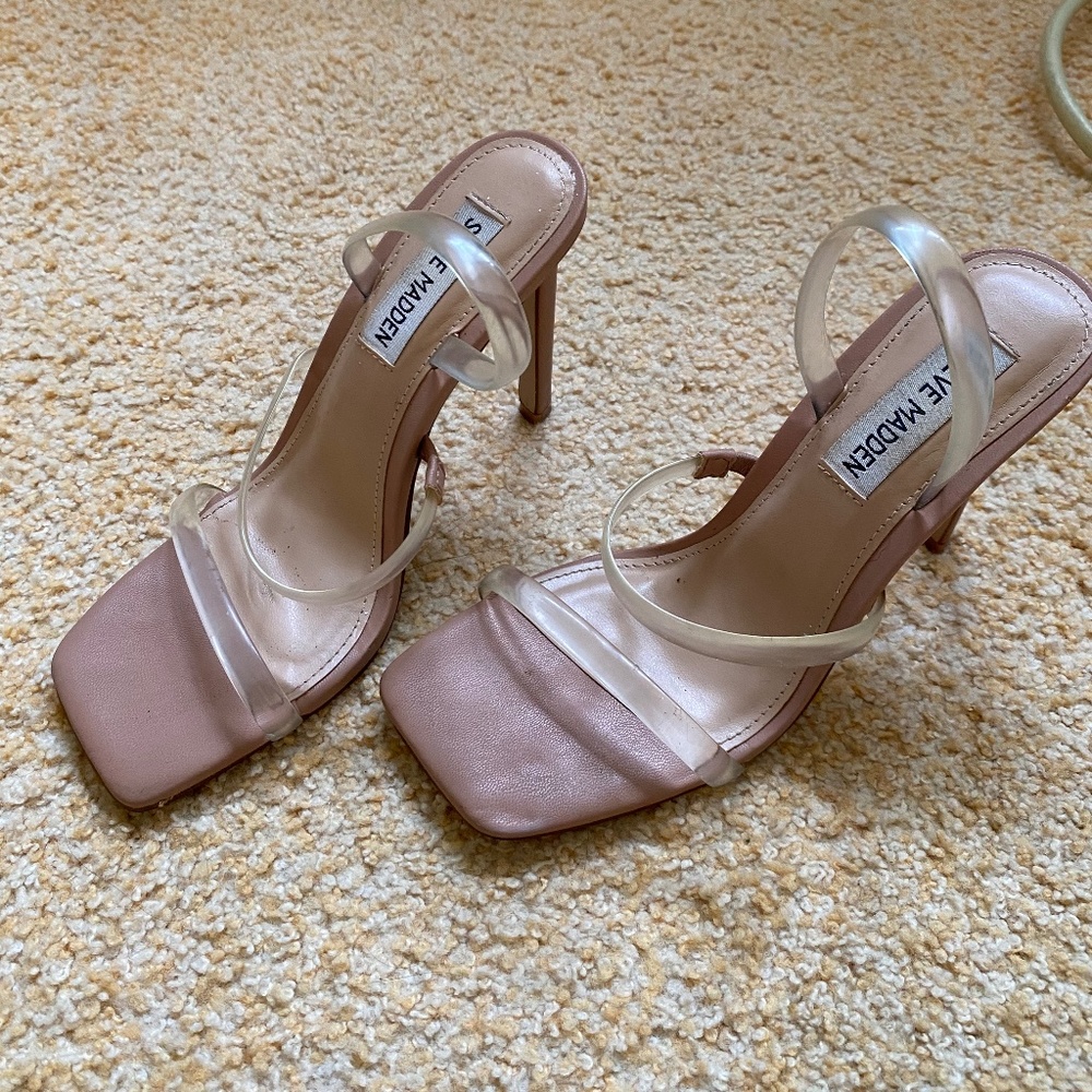 Steve Madden Neutral with Clear Strap Heels